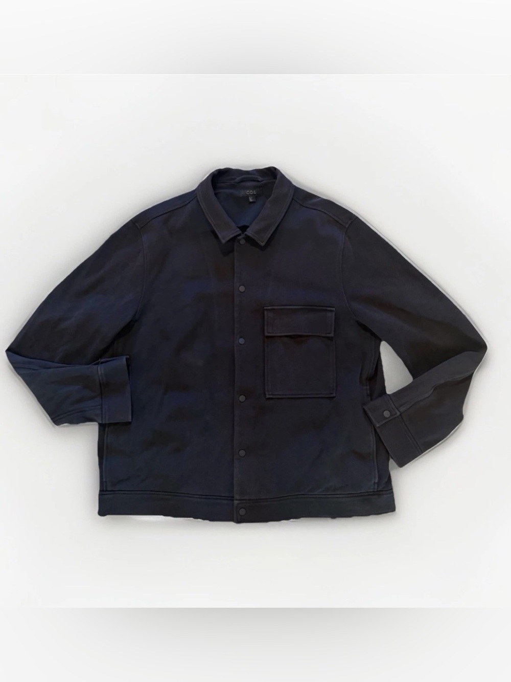 Cos Jacket Mens Large Black Chore Overshirt Utility Shacket Field Military Sz XL